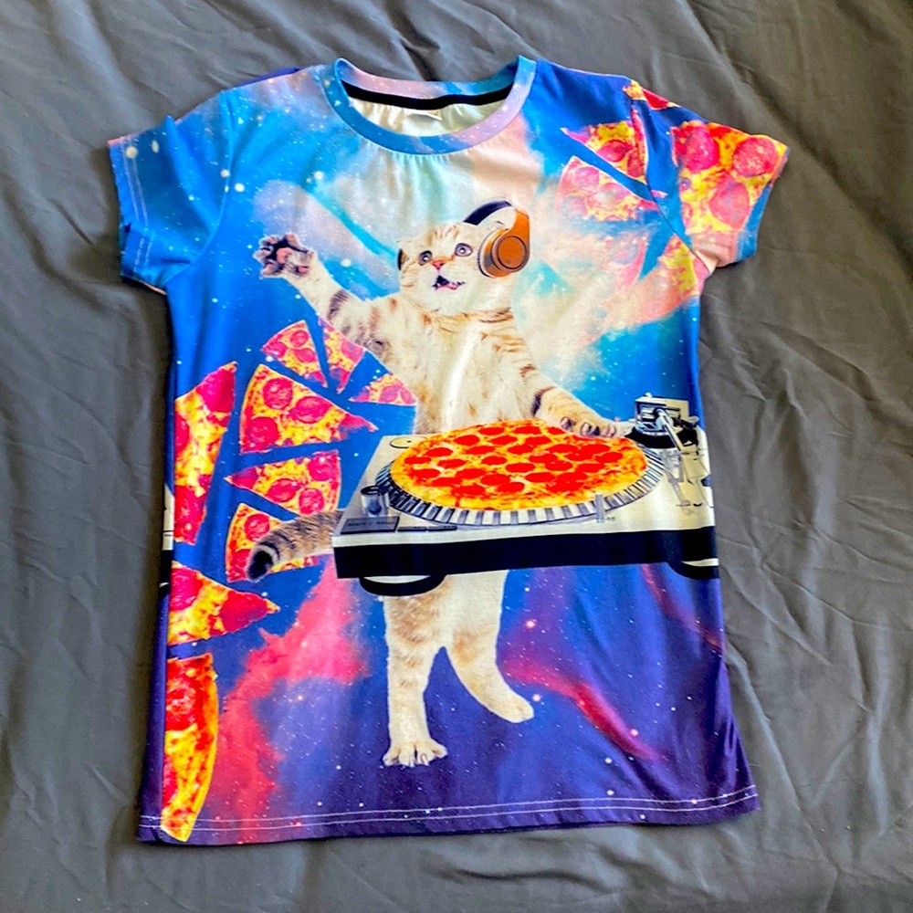 Pizza cat DJ.    Practically new. Size teen lg.